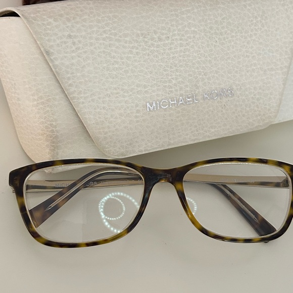 Michael Kors Tortoiseshell Brown and Gold Rectangular Eyeglasses - Picture 3 of 9